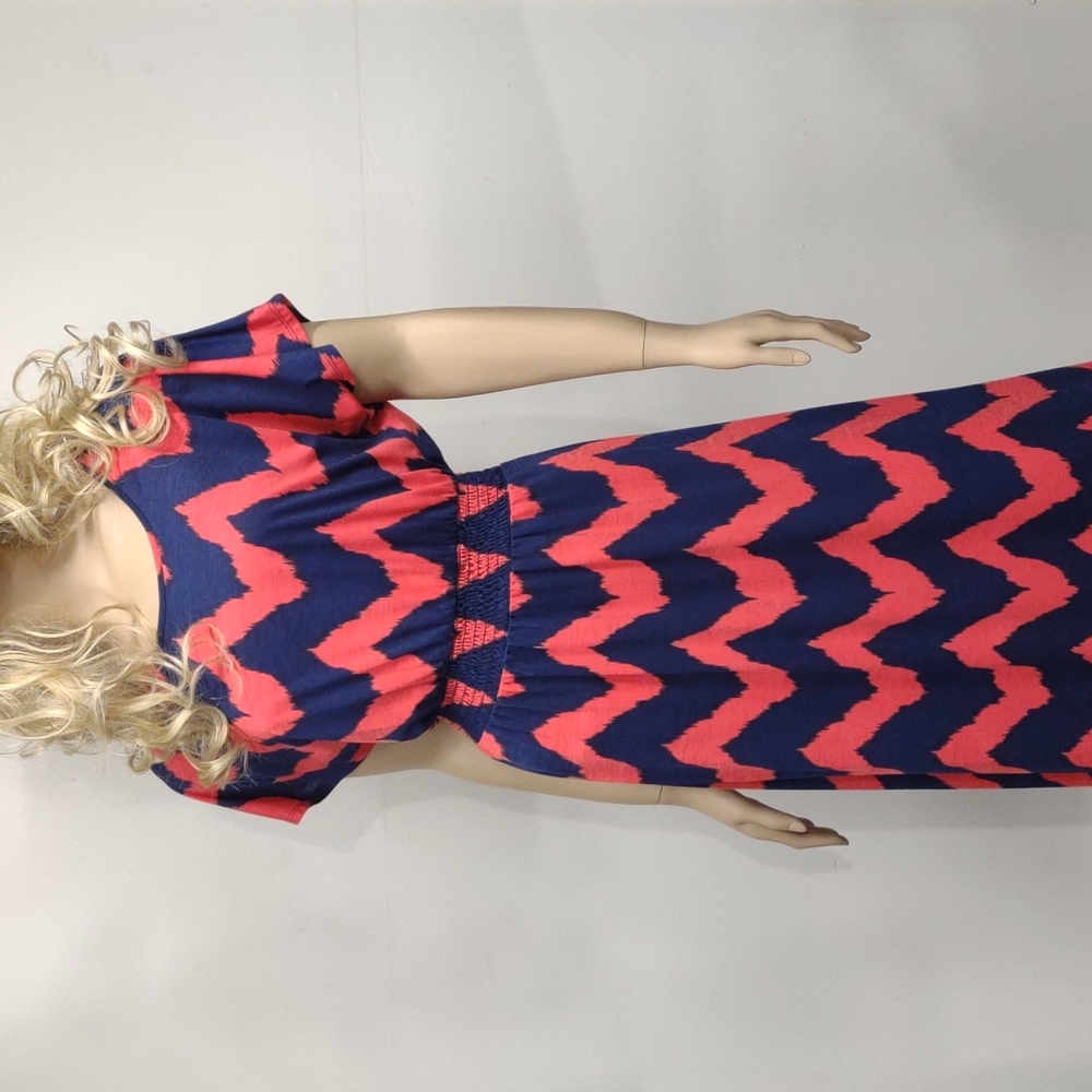 Luscious Size Small Navy blue & Red Chevron striped Maxi dress